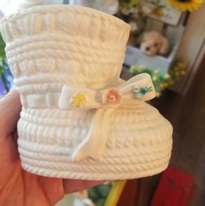 Vintage Boy Girl Inarco Ceramic Baby Shoe Nursery Dish Planter 1961 Baby Gift